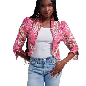 Love the label Adrienne quilted clementine pink jacket small